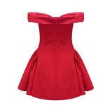 Allison Mini Dress - Strapless - Off the Shoulder - Fitted Waistline - Flared Skirt - Rear Zip Fastening