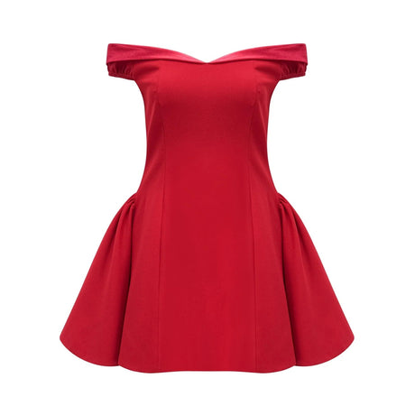 Allison Mini Dress - Strapless - Off the Shoulder - Fitted Waistline - Flared Skirt - Rear Zip Fastening