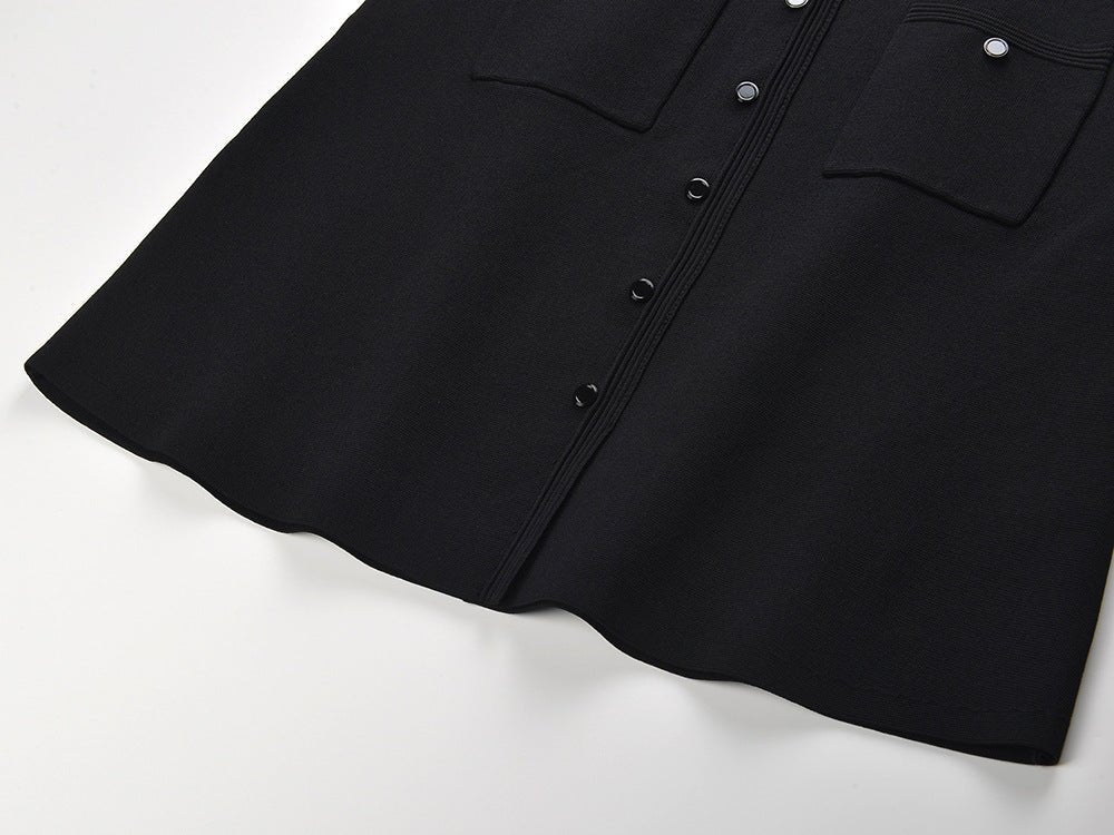 Alma Top & Skirt Set - Cropped & Flared - Classic Structured Design - Elegant Pearl Collar - Button Closure