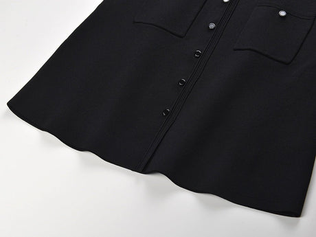 Alma Top & Skirt Set - Cropped & Flared - Classic Structured Design - Elegant Pearl Collar - Button Closure