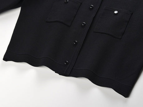 Alma Top & Skirt Set - Cropped & Flared - Classic Structured Design - Elegant Pearl Collar - Button Closure