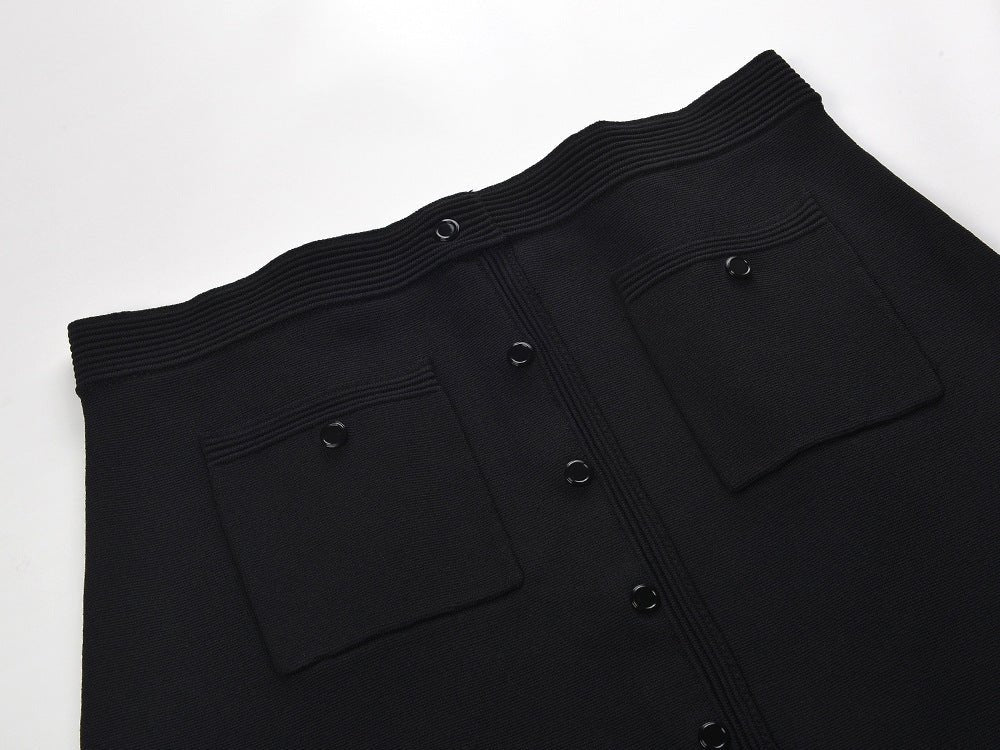 Alma Top & Skirt Set - Cropped & Flared - Classic Structured Design - Elegant Pearl Collar - Button Closure