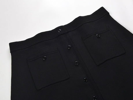 Alma Top & Skirt Set - Cropped & Flared - Classic Structured Design - Elegant Pearl Collar - Button Closure