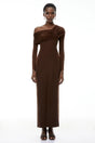 Almudena Chocolate Brown One Shoulder Maxi Dress