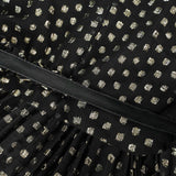 Aloïse Black Polka Dot Pleated Midi Dress