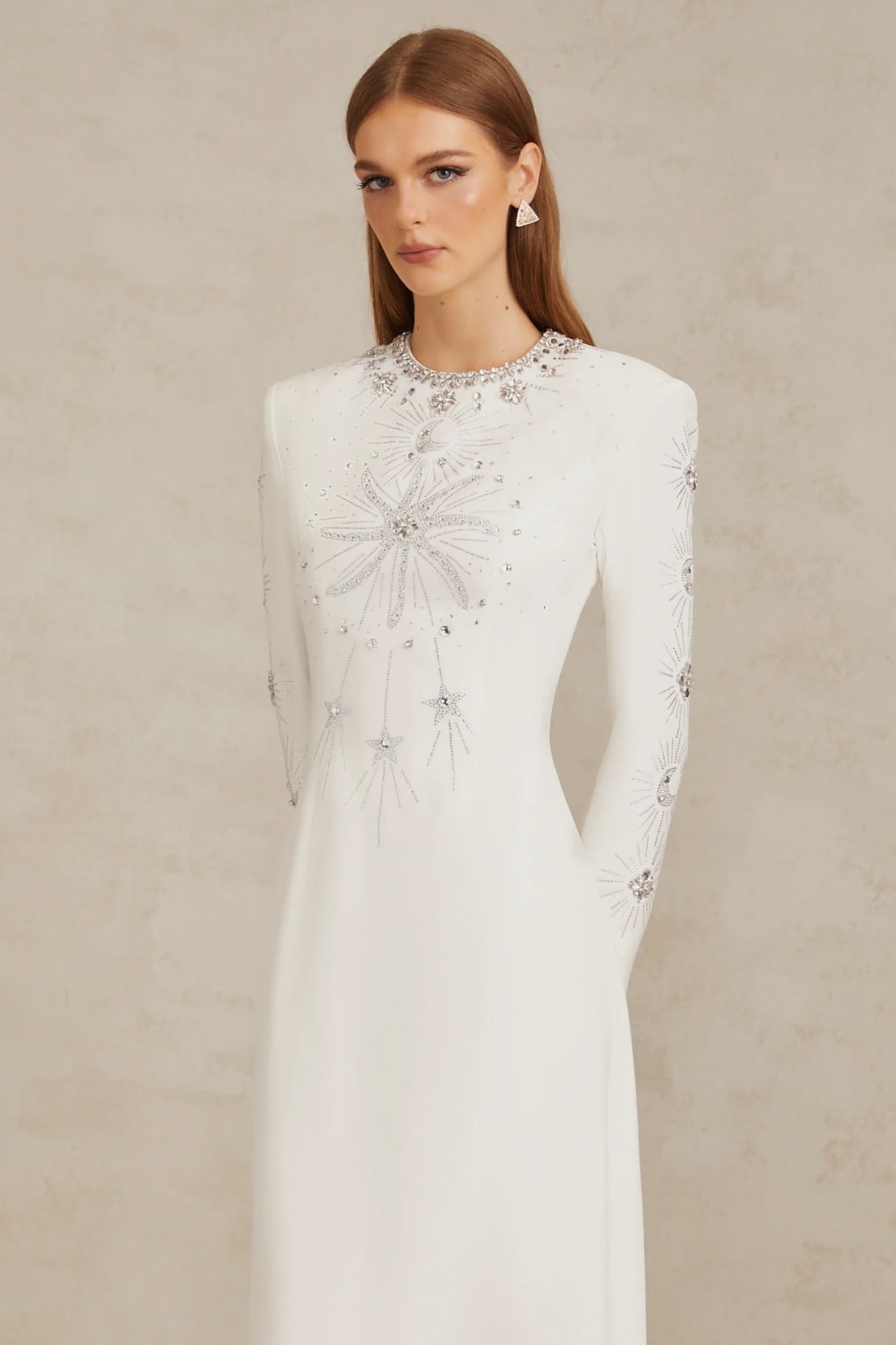 Aloïse White Embellished Maxi Gown