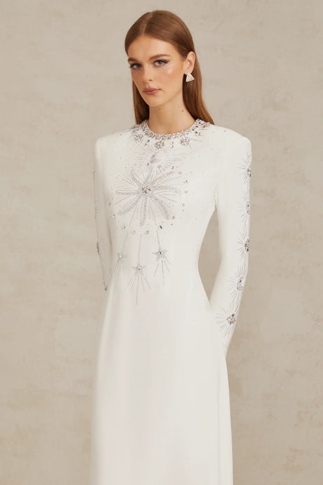 Aloïse White Embellished Maxi Gown