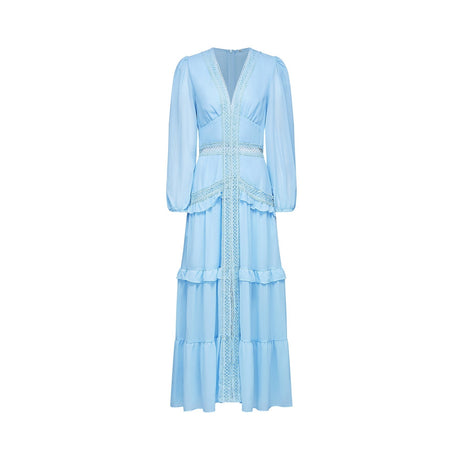 Alt text Blue maxi dress with cutouts and ruffles named Juno