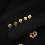 Alyson Long Sleeve Mini Dress - Shoulder Pads - Embossed Buttons - Fitted Silhouette - Rear Zip Fastening