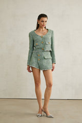 Alyss green tweed jacket  shorts matching set