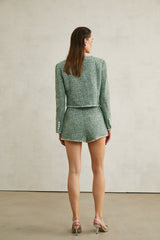 Alyss green tweed jacket  shorts matching set