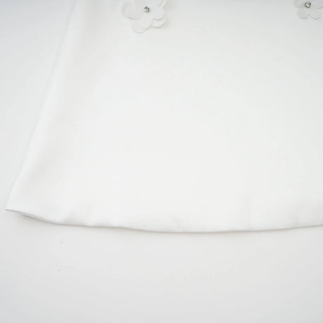 Alyssa Mini Dress White Faux - Flower Crystal Embellished Thigh - Length Hem