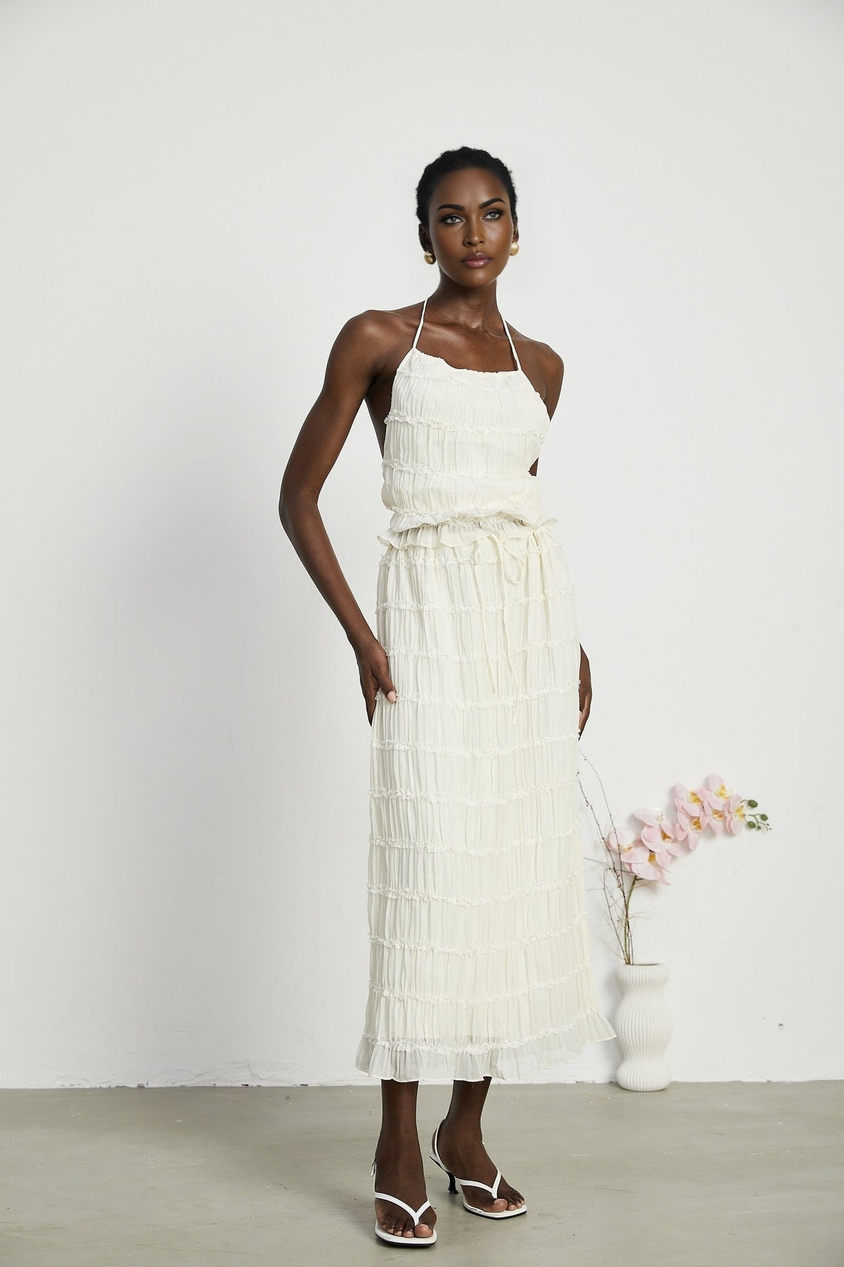Alyssa pleated top  skirt matching set