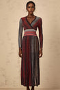Amabile Maxi Dress Red Stripe Sequin Knit Long Sleeve & V - Neck