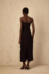 Amabile Midi Dress Black Floral Sequin Off - Shoulder Slit Zip Mid - Length