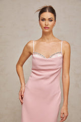 Amabile Midi Dress - Sweetheart Neckline - Corset Bodice - Ruched Detailing - Crystal Embellishments
