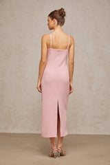 Amabile Midi Dress - Sweetheart Neckline - Corset Bodice - Ruched Detailing - Crystal Embellishments