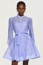 Amalia Blue Diamond Embellished Button-Up Mini Dress