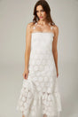 Amalia Floral Midi Dress - Halterneck Design - Lace Trim Detailing - Faux - Floral Embellishments - Semi - sheer Construction