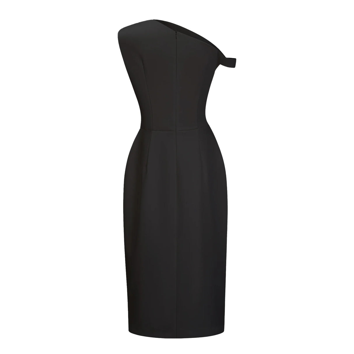Amarante Black One Shoulder Asymmetrical Midi Dress