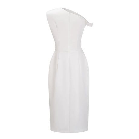 Amarante White One Shoulder Asymmetrical Midi Dress