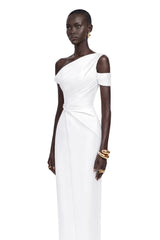 Amarante White One Shoulder Asymmetrical Midi Dress