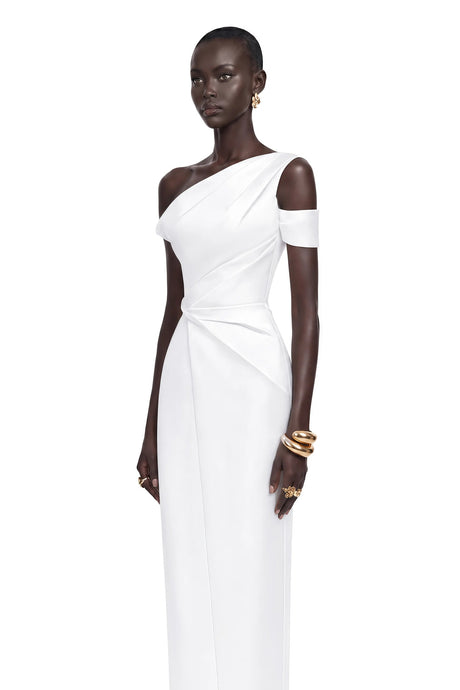 Amarante White One Shoulder Asymmetrical Midi Dress