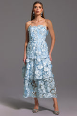 Amari Blue Lace Off-the-Shoulder Maxi Dress
