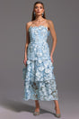 Amari Blue Lace Off-the-Shoulder Maxi Dress