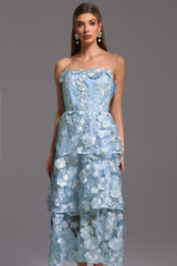 Amari Blue Lace Maxi Dress for Special Occasions
