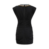Amari Mini Dress - Sleeveless - Ruched Detailing - Crystal Embellishment - Rear Zip Fastening
