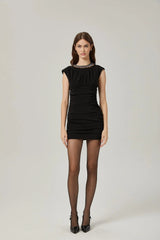 Amari Mini Dress - Sleeveless - Ruched Detailing - Crystal Embellishment - Rear Zip Fastening