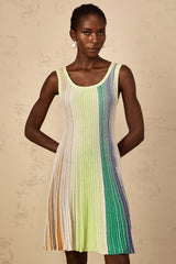 Amaryllis Green Sequin Striped Knit Mini Dress