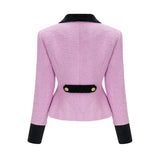 Amber Blazer & Skirt - V Neck Design - Front Button Embellishments - Cinched Waist - Rear Zip Fastening