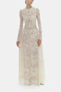Amber White Long Sleeve Floral Lace Midi Dress