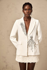 Amelia Blazer - Peak Lapels - Long Sleeves - Crystal Embellishment