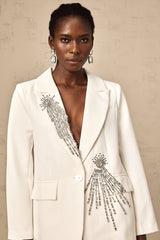 Amelia Blazer - Peak Lapels - Long Sleeves - Crystal Embellishment