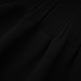 Amelia Midi Dress - Spread Collar - Long Sleeves - Ribbed Knit - Ruffle Details