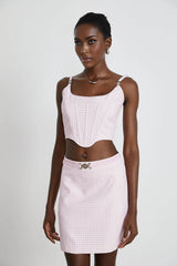 Amelia Virgin Wool Gingham Corset Top and Mini Skirt Set