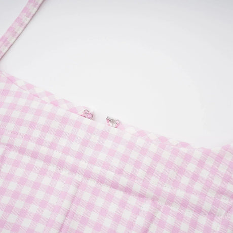Amelia Virgin Wool Gingham Corset Top and Mini Skirt Set