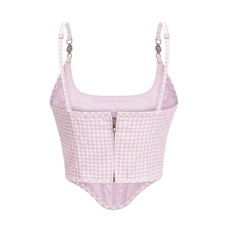 Amelia Virgin Wool Gingham Corset Top and Mini Skirt Set