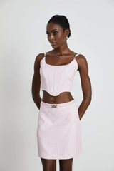 Amelia Virgin Wool Gingham Corset Top and Mini Skirt Set