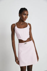 Amelia Virgin Wool Gingham Corset Top and Mini Skirt Set
