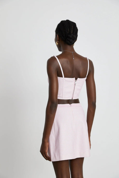 Amelia Virgin Wool Gingham Corset Top and Mini Skirt Set