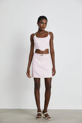 Amelia Virgin Wool Gingham Corset Top and Mini Skirt Set