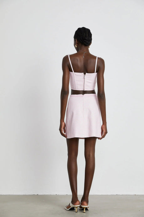 Amelia Virgin Wool Gingham Corset Top and Mini Skirt Set