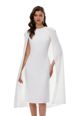 Amelia White Cape Effect Midi Dress
