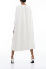Amelia White Cape Effect Midi Dress