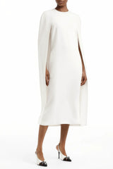 Amelia White Cape Effect Midi Dress