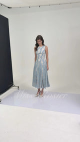 Amelie Blue Color Block Lace Midi Dress